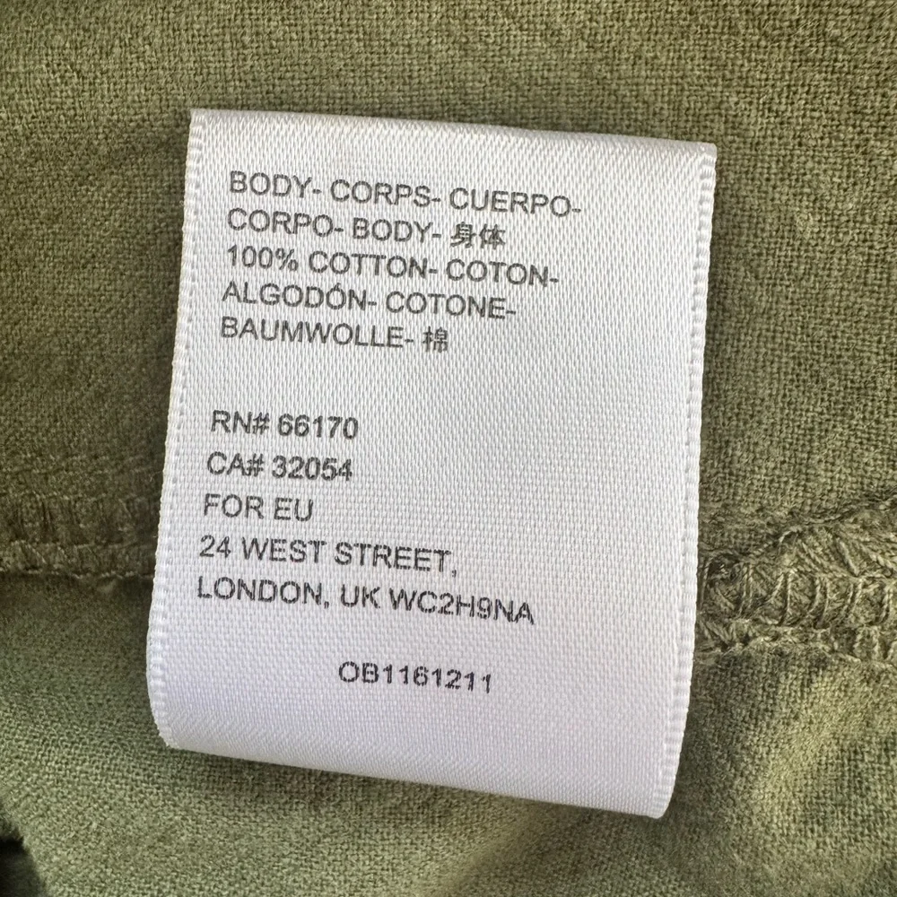 BDG Olive Green Casual Button Down Shirt 100%Cotton